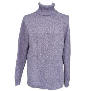 Le 31 by Simons SZ M Chunky Men's Turtleneck Sweater Blue w/White Fleck